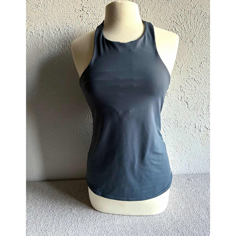 ALO Yoga Gray Racerback Open Back Tank Top Built-In Bra L